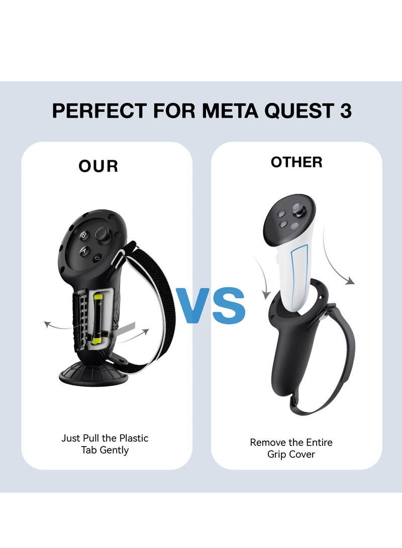 Upgraded Controller Grips Covers for Oculus Quest 3 with Suction Cup Battery Opening Covers and Adjustable Knuckle Straps Silicone Controller Protectors Enhance Your VR Experience - Image 5